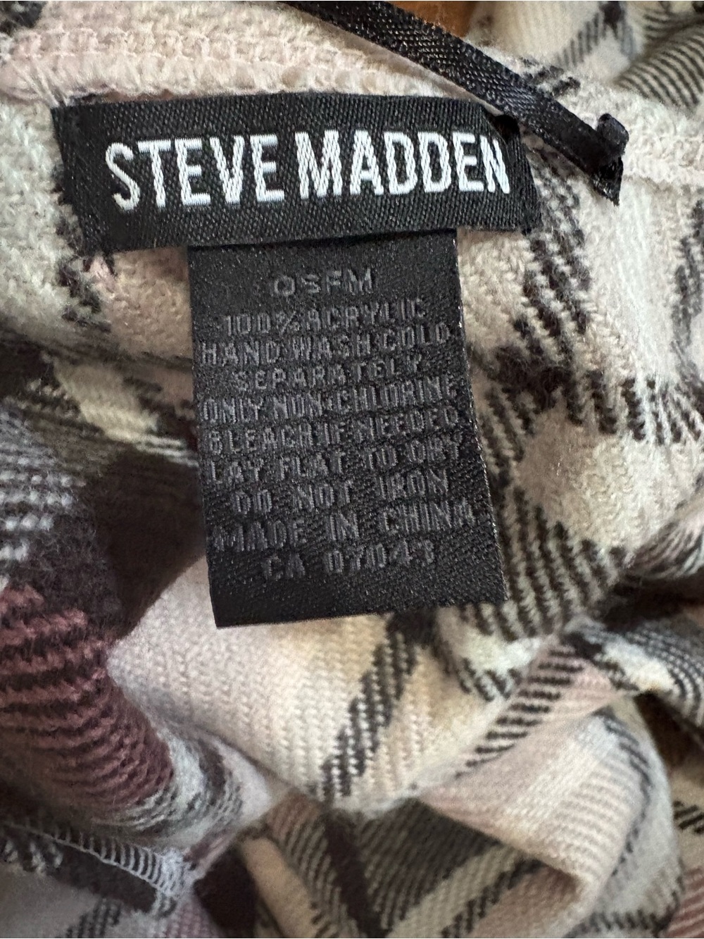 Steve Madden Plaid Shawl in Cream, Black & Mauve